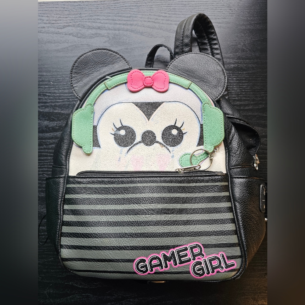 Loungefly Disney Minnie Gamer Girl Black Backpack OS